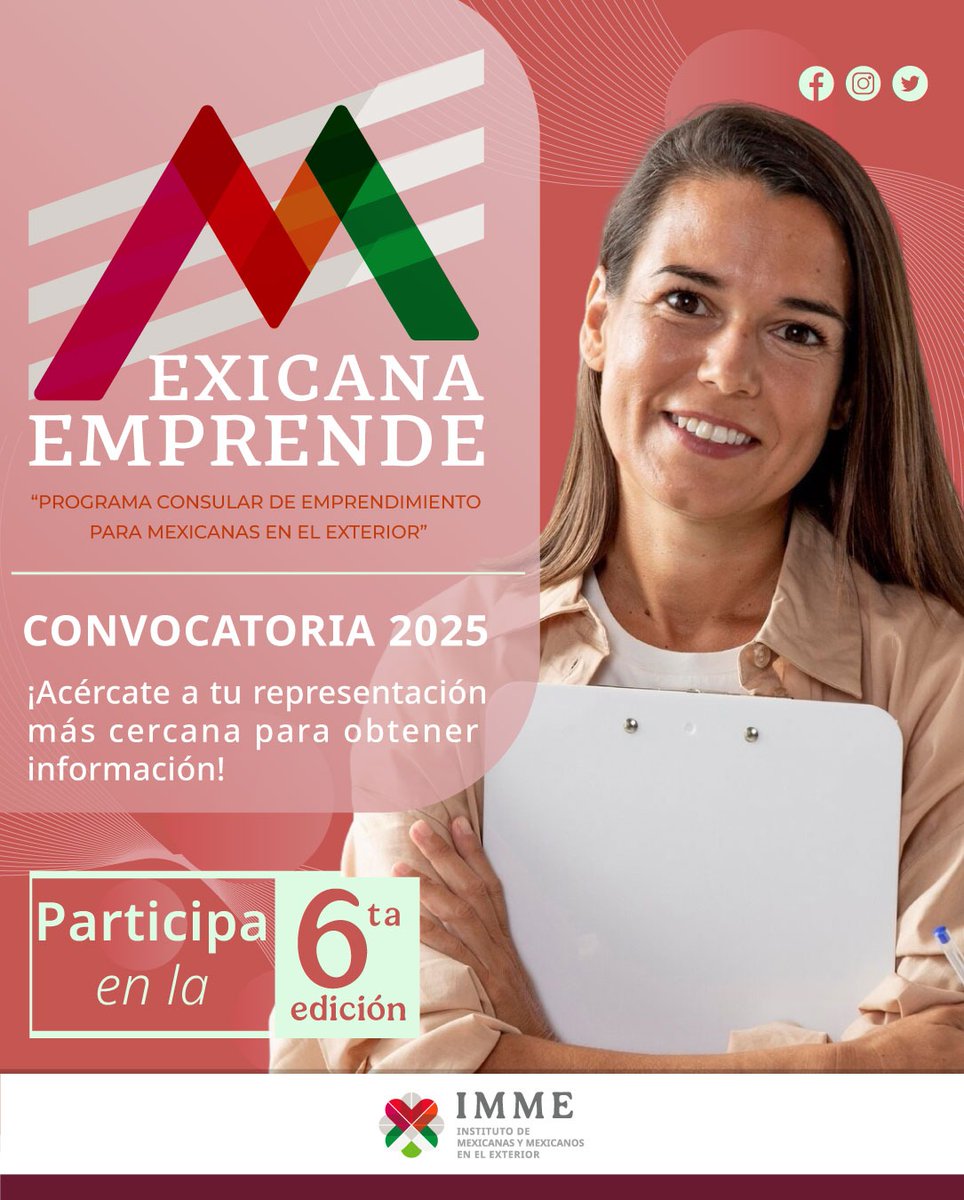 ¿Eres mexicana, vives en el exterior y tienes una idea de negocio? En el #PCEME 6ª Edición cursarás 4 etapas: Dreambuilder, mentorías, plan de negocios y emprendimiento para hacer realidad tu idea de emprender. ¡PARTICIPA!📩 Consulta la convocatoria disponible.📲💻📊👩🏽🙌