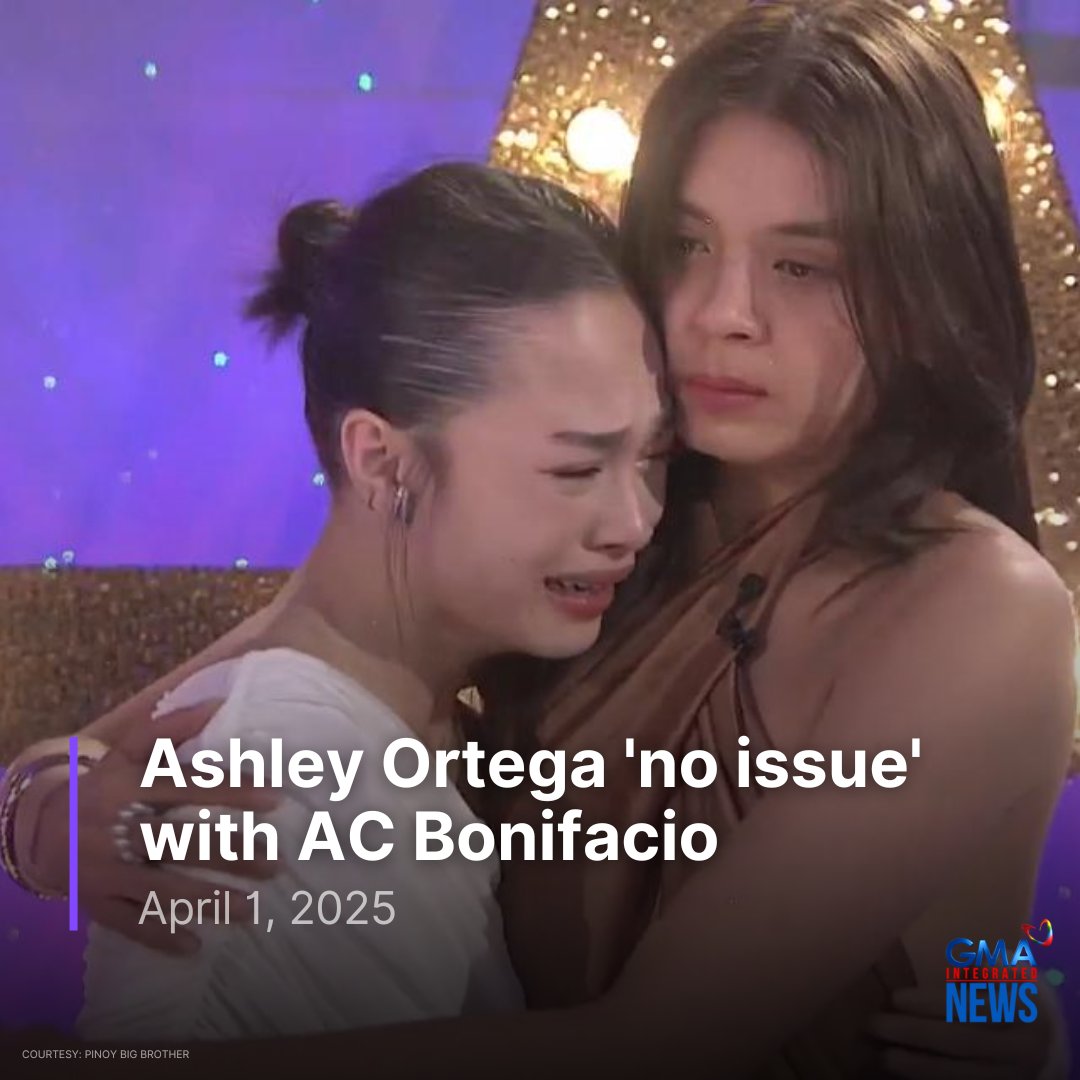 gmanews's tweet photo. Ashley Ortega clarified that everything is good between her and her “Pinoy Big Brother: Celebrity Collab Edition” partner, Kapamilya star AC Bonifacio.

One of the most talked about moments of the AC-Ashley duo was when the PBB Housemates wanted to grant immunity to Ashley and save her from being nominated for one week. However, AC was against this and said, “Si Ashley, I feel like is still being fake in this house.”

Later on, AC told Ashley that she felt guilty, and they had a tearful conversation.

READ: https://t.co/mmRnH96Dax