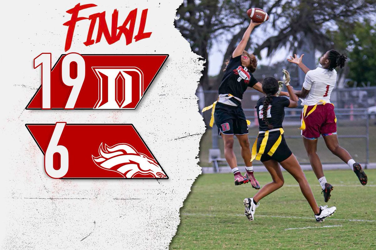 Dunnellon High School Flag Football (@dunnellonflagfb) on Twitter photo Lady Tigers advance to the second round of the Marion County Tournament with a 19-6 win over North Marion! Tigers play tomorrow versus Forest High School at Lake Weir at 5:45!
#ITSABOUTUS #DTM
<a href="/67Sports1/">67 Sports</a> <a href="/JB3Bynum/">๐ฅโฌ โฌ๐๐๐๐</a> <a href="/FlaHSFootball/">FloridaHSFootball.com</a> <a href="/Andy_Villamarzo/">Andy Villamarzo</a> <a href="/DunnellonHigh/">Dunnellon High</a> <a href="/DMSTIGERTWEETS/">Dunnellon Middle School</a> Lady Tigers advance to the second round of the Marion County Tournament with a 19-6 win over North Marion! Tigers play tomorrow versus Forest High School at Lake Weir at 5:45!
#ITSABOUTUS #DTM
<a href="/67Sports1/">67 Sports</a> <a href="/JB3Bynum/">๐ฅโฌ โฌ๐๐๐๐</a> <a href="/FlaHSFootball/">FloridaHSFootball.com</a> <a href="/Andy_Villamarzo/">Andy Villamarzo</a> <a href="/DunnellonHigh/">Dunnellon High</a> <a href="/DMSTIGERTWEETS/">Dunnellon Middle School</a>
