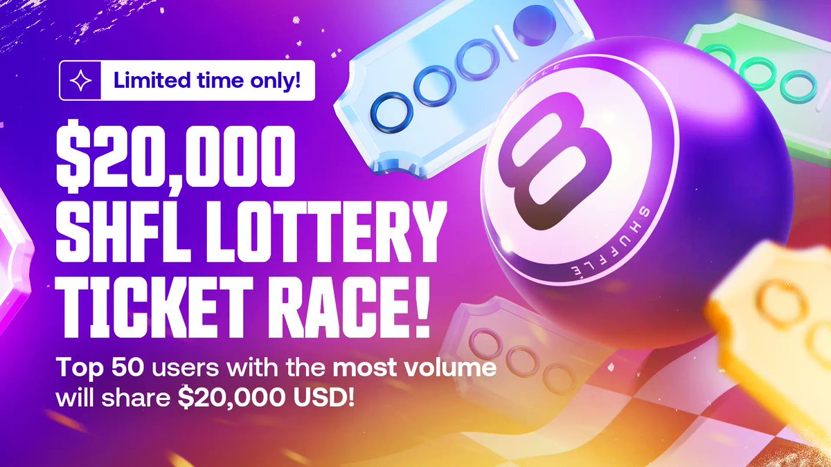 $20,000 SHFL Lottery Ticket Race! 🚨

Celebrate the launch of our upgraded SHFL Lottery with a $20,000 USD prize pool!

💸 How to Enter: Buy SHFL Lottery tickets using any supported currency on Shuffle, automatically enter the race, and finish in the top 50 spenders to claim your
