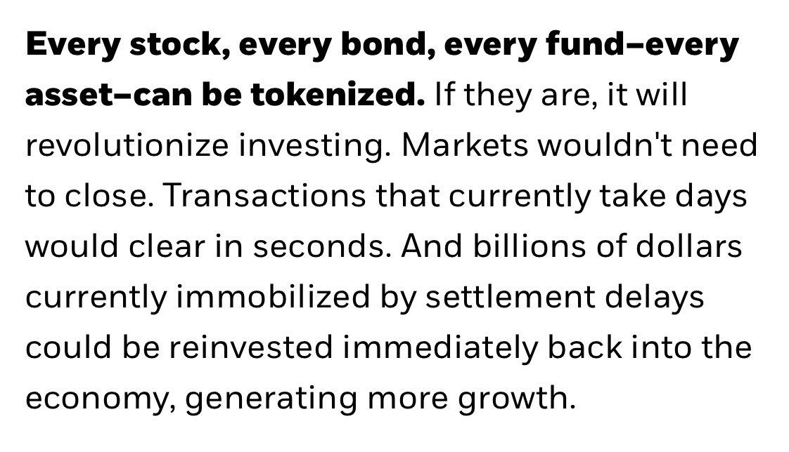 NateGeraci's tweet photo. BlackRock CEO Larry Fink…

“One day, I expect tokenized funds will become as familiar to investors as ETFs.”

They’re all in.

Hope you’re paying attention. https://t.co/xjBfUDFEjI
