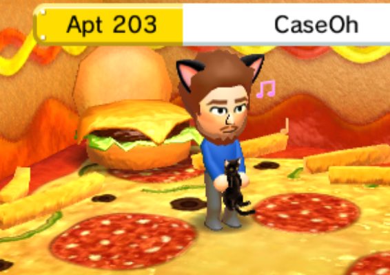 Runieep's tweet photo. I recently put caseoh in my tomodachi life and gave him a cat voucher and he so happened to get kitty its so cute😭😭😭 https://t.co/SJySssyA7t