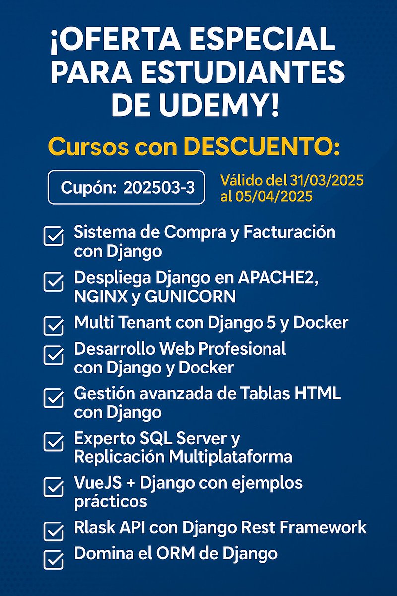🎯 Cupón: 202503-3  ⏳ 31/03/2025 hasta el 05/04/2025

📚 Cursos incluidos en la oferta:

❏ debsconsultores.blogspot.com/2025/02/todos-…