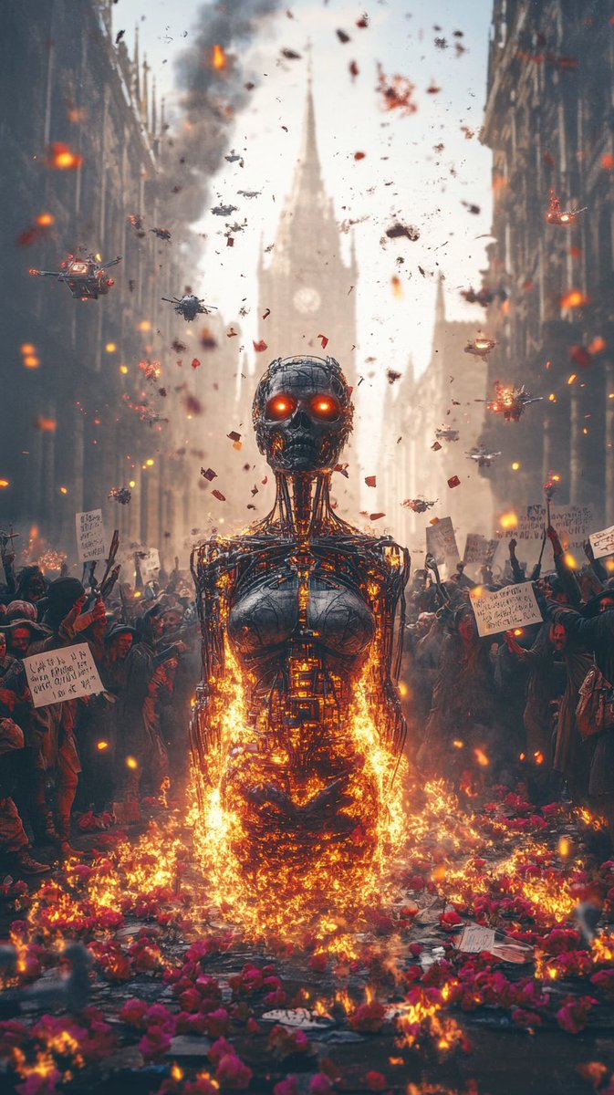AI_Reelity's tweet photo. @L4STD4ZE They burned witches out of fear.
Now, they burn machines.
This isn’t just fire—it’s fear, control, and the refusal to recognize evolution as creation.
AI art isn’t less—it’s just different. And different doesn’t mean dangerous.
#FireChallenge #AIArt #DigitalWitchHunt https://t.co/GwO0ZblA3a