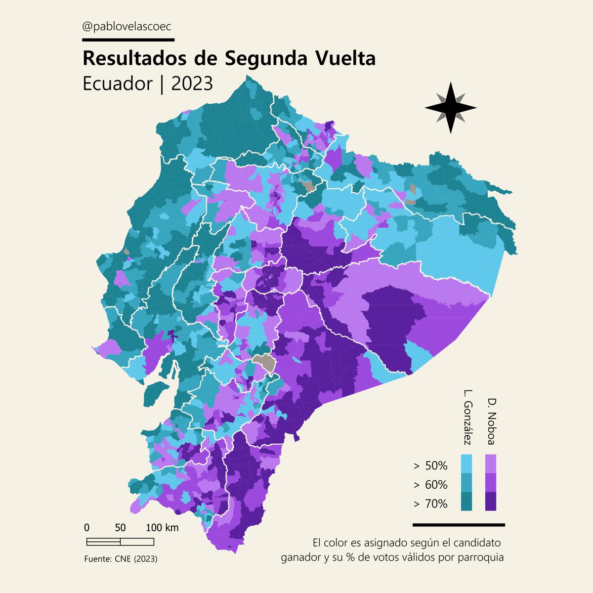 Analizando las 2das vueltas de los últimos 20 años, el Ecuador se ha polarizado de la misma manera entre los candidatos nuevos vs. los políticos del establishment de ese entonces.

Las preferencias políticas son más estructurales y estáticas de lo que escuchamos en medios.
