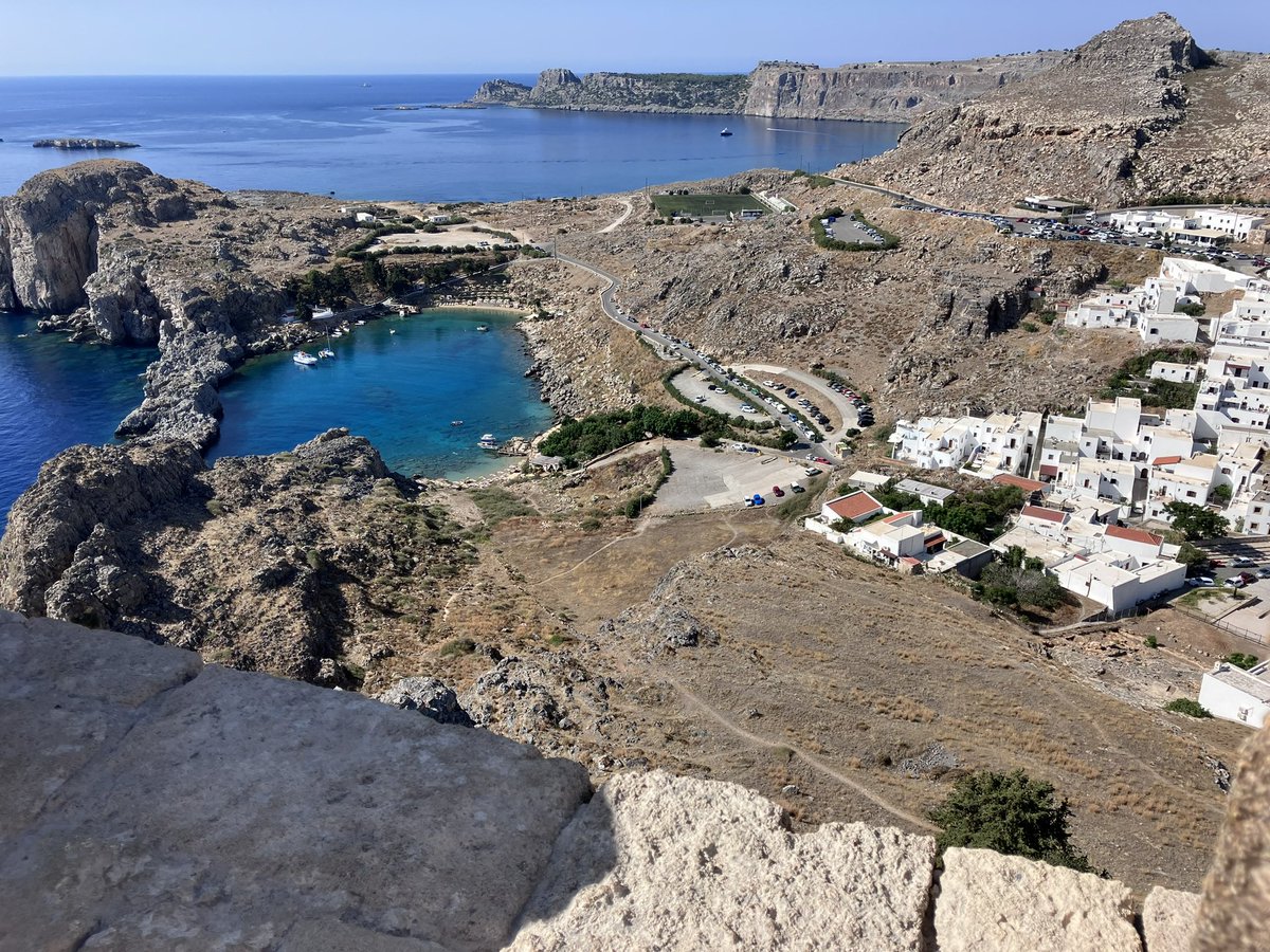 georgemk56's tweet photo. @DaemonDiomedes The view of the Bay of St. Paul from the Acropolis of Lindos. Majestic ! https://t.co/ONGovy3gBg