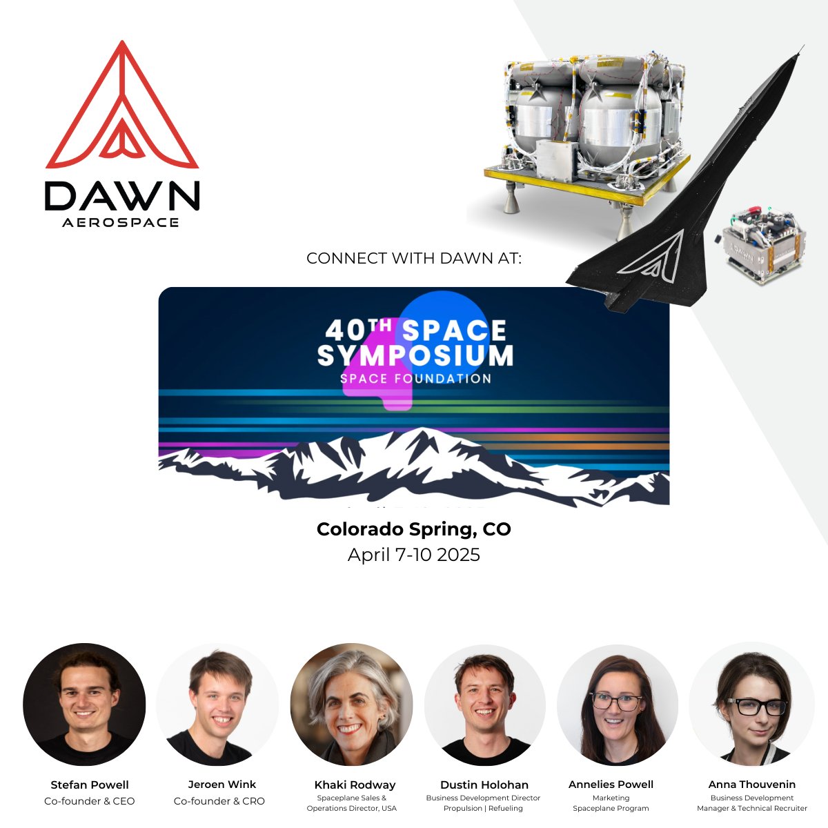 Just 7 days until the <a href="/SpaceFoundation/">Space Foundation</a>  2025 Symposium in Colorado Springs! 

See you there... 🛰️ 🚀 ✈️

#SatellitePropulsion #GreenPropulsion #RocketPoweredAircraft