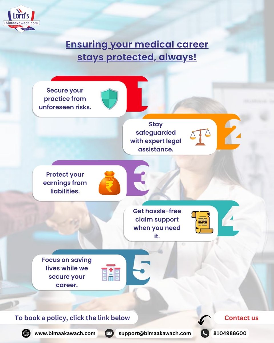 LBimaakawach's tweet image. Doctors, protect your career from legal risks with Professional Indemnity Insurance! 🏥⚖️ Ensure peace of mind for your practice. ✅
Book now: [bimaakawach.com]

#DoctorInsurance #ProfessionalIndemnity #HealthcareProtection #MedicalProfession #LegalSafety #India