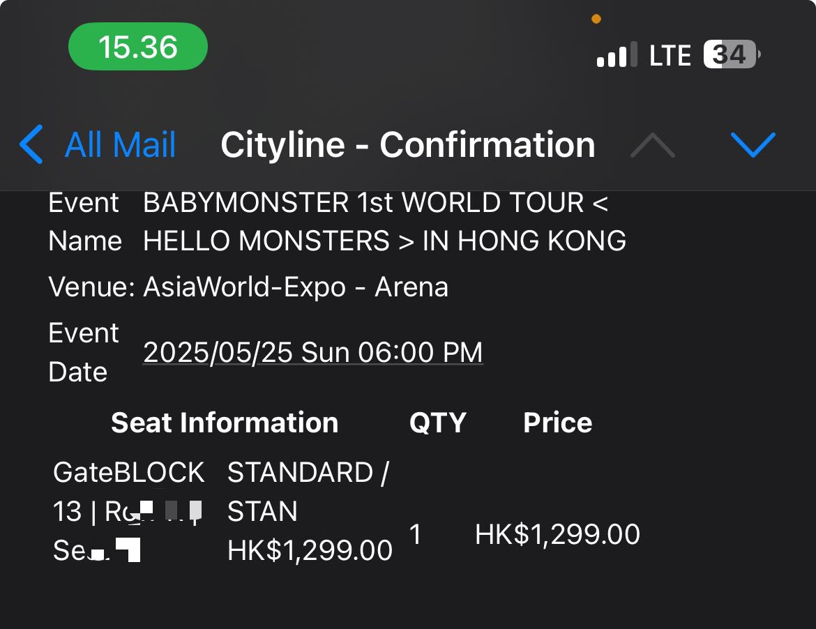 bucineoppa's tweet photo. WTS 
Want to sell baby monster world tour in hongkong 

Just 1 ticket day 2 ( sunday 25 may ) 

Block 13 row R 1299 section 
Buy on general ticket by my self 

Cod venue ✅ 
Serious buyer please DM 📩 

#BABYMONSTER #BABYMONSTERINHONGKONG 
#babymonsterinHK #hellomonster https://t.co/cL9hD4oZHK