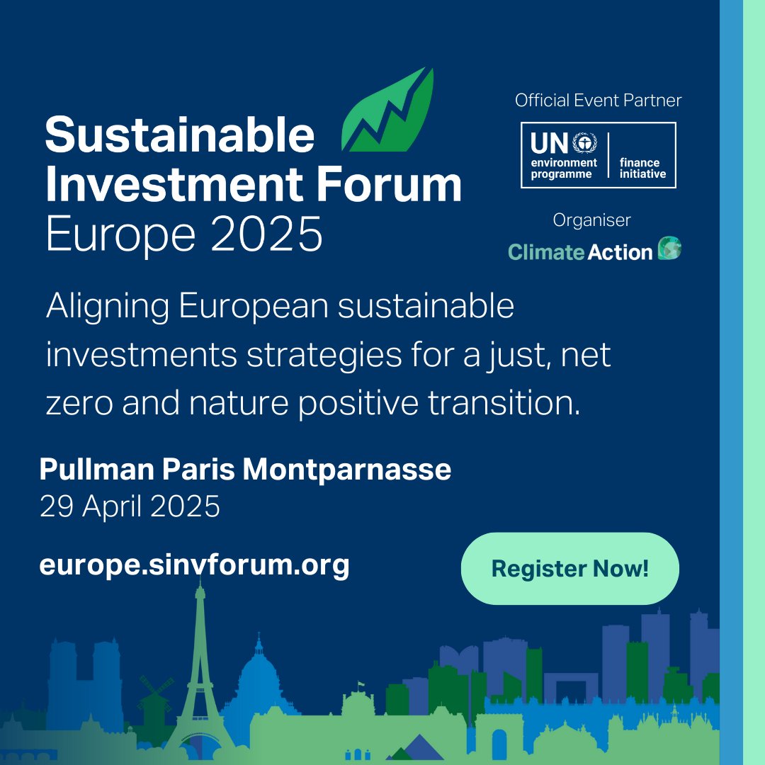 CDP (@cdp) on Twitter photo We're partnering with <a href="/Climate_Action_/">Climate Action</a> for #SINVEurope on April 29th in Paris, a forum equipping attendees with tools to navigate the topics reshaping Europe’s financial landscape.
We're running a 25% Institutional Partner discount - use code IP-CDP25OFF: ow.ly/SvTn50VrpfR We're partnering with <a href="/Climate_Action_/">Climate Action</a> for #SINVEurope on April 29th in Paris, a forum equipping attendees with tools to navigate the topics reshaping Europe’s financial landscape.
We're running a 25% Institutional Partner discount - use code IP-CDP25OFF: ow.ly/SvTn50VrpfR