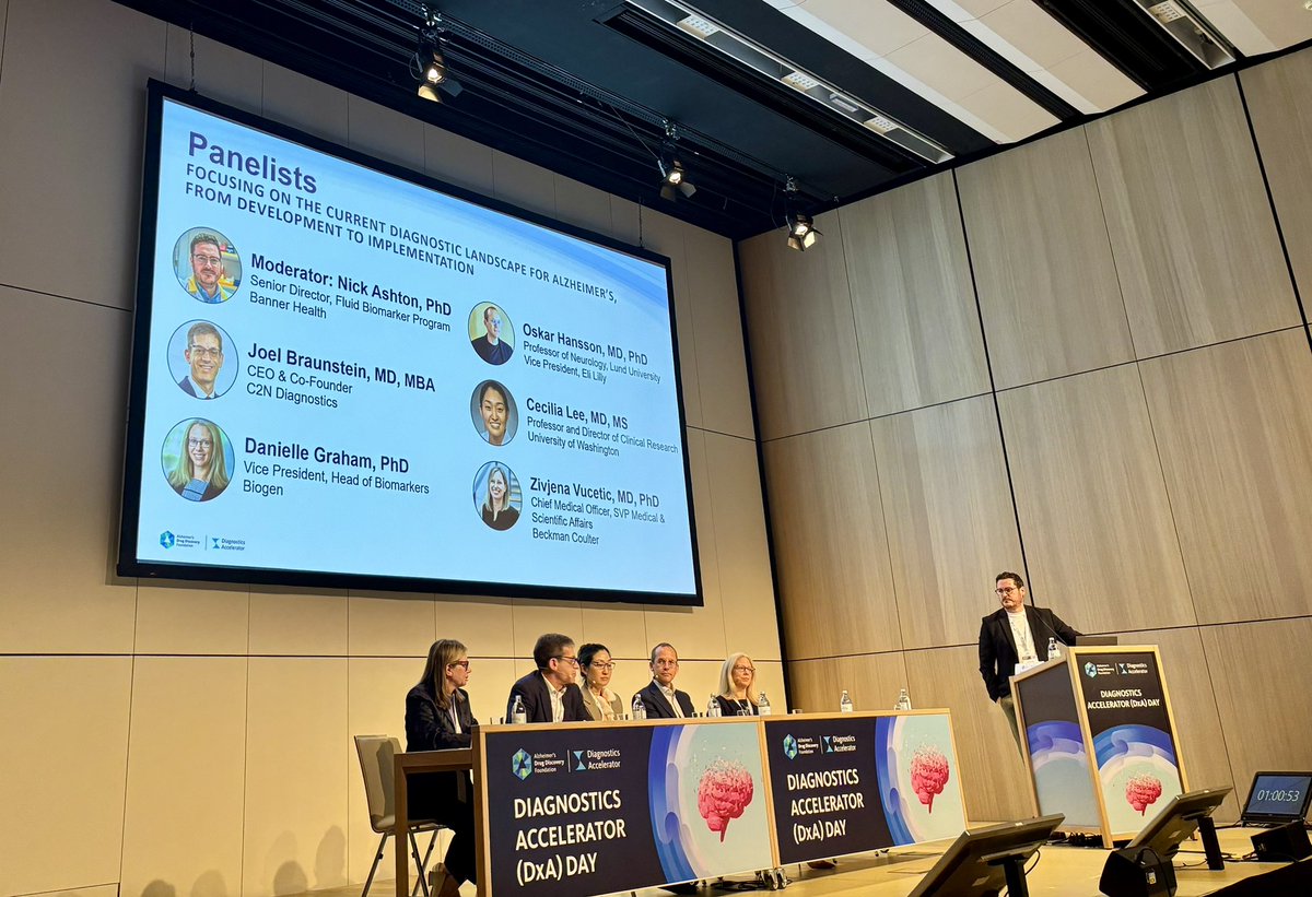 Alzheimer's Drug Discovery Foundation (@theaddf) on Twitter photo First panel of the DxA Day focuses on the current diagnostic landscape for Alzheimer’s - from development to implementation, featuring an expert panel les by <a href="/NicholasAshton/">Nicholas Ashton</a> of <a href="/BannerHealth/">Banner Health</a>. CC <a href="/OskarHansson9/">Oskar Hansson</a>, <a href="/C2NDiagnostics/">C2N Diagnostics</a>, <a href="/washumedicine/">WashU Medicine</a>, <a href="/BCILifeSciences/">Beckman Coulter Life Sciences</a> and <a href="/biogen/">Biogen</a> First panel of the DxA Day focuses on the current diagnostic landscape for Alzheimer’s - from development to implementation, featuring an expert panel les by <a href="/NicholasAshton/">Nicholas Ashton</a> of <a href="/BannerHealth/">Banner Health</a>. CC <a href="/OskarHansson9/">Oskar Hansson</a>, <a href="/C2NDiagnostics/">C2N Diagnostics</a>, <a href="/washumedicine/">WashU Medicine</a>, <a href="/BCILifeSciences/">Beckman Coulter Life Sciences</a> and <a href="/biogen/">Biogen</a>