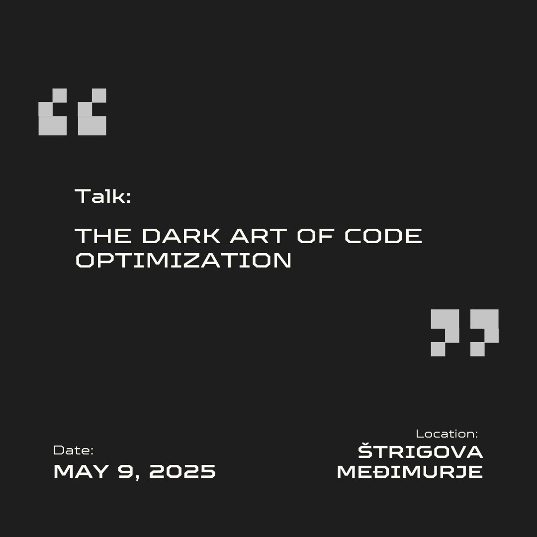 Slow apps? Growing data? Meet <a href="/meeroslav/">Miroslav Jonas 🦋</a> @ Weblica 2025! ⚡️

His talk, "The Dark Art of Code Optimization," reveals practical tricks to boost runtime performance.

#weblica2025 #Performance #CodeOptimization