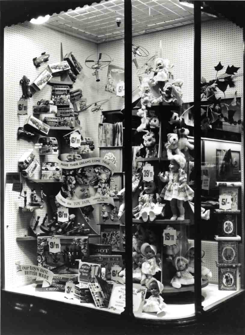 We're enjoying a closer look at this 1950s window display of toys. 
To discover more about the history of  window display at M&amp;S, visit our online exhibition: archive.marksandspencer.com/online-exhibit…