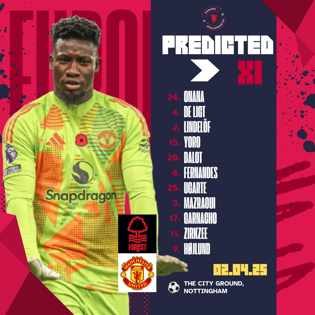 muscrdncr's tweet image. Manchester United play football tonight! 😍

Here’s our Predicted Lineup for our match against Nottingham Forest. What are your predictions?

#notmun #mufc #predictedlineup