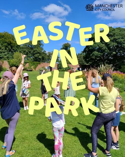 MCRparks_'s tweet photo. Looking for something fun, cheap and family friendly to do this Easter half term? Look no further than a Manchester park!👀🐣 

If you are looking for more info email: parks@manchester.gov.uk 💚

#LoadsToDo https://t.co/GpaspZLKba