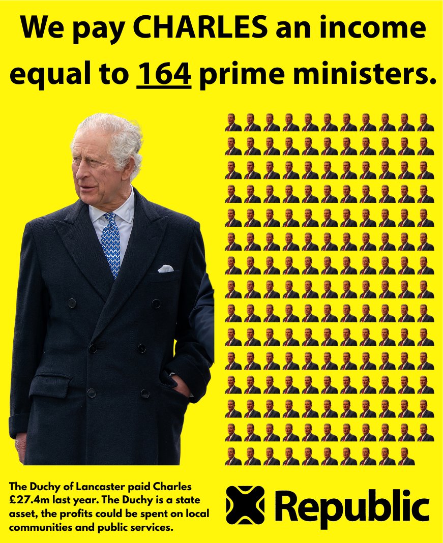 RepublicStaff's tweet photo. Remember this when you're hearing news of cuts and job losses, or when the royals lecture others about equality or homelessness.  #AbolishTheMonarchy #NotMyKing https://t.co/n1o8bPb0Rl https://t.co/lkWFrNE8IO