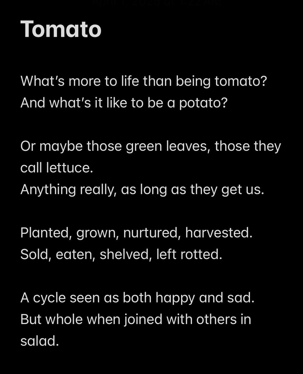 Tom_8o's tweet photo. #Tomato #Poetry #DeepThoughts #Vibes #AmIUsingHashtagsRight https://t.co/hYNTnOK8Jk