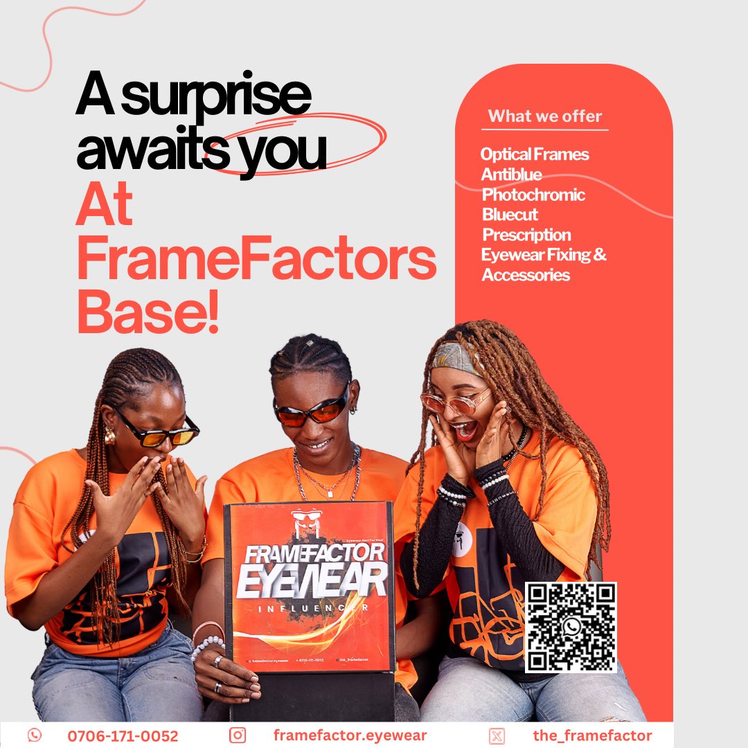 the_framefactor's tweet image. Celebrate Framefactor&apos;s 5th Anniversary today with exclusive discounts, giveaways, and limited-edition eyewear at Shop 10, Block 6, Maintenance Market, Ile-Ife! 🔈🔈🔈