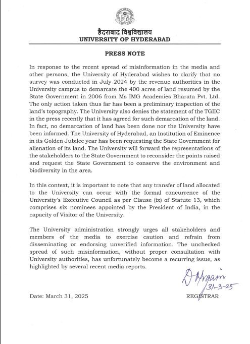 • Govt first said there was no water body here. Hours later, pictures of the water body surfaced.

• Govt then claimed everything was done in agreement with HCU. Hours later, HCU clarified that no survey was conducted &amp; denied agreeing to any land demarcation.

Why the rush?