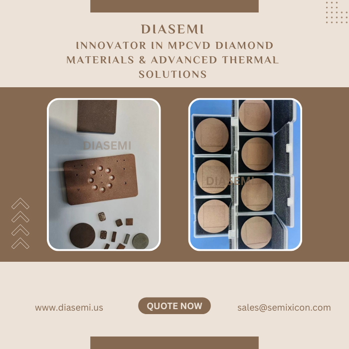 DiamondSemi's tweet photo. DIASEMI – U.S.-Based Innovator in MPCVD Diamond Materials & Advanced Thermal Solutions
Introducing Next-Gen Thermal Management Materials: Copper-Diamond & Aluminum-Diamond Composites
https://t.co/uA2KnsvD67
sales@semixicon.com
#copperdiamondcomposite #aluminumdiamondcomposite https://t.co/SGCMp95hZA