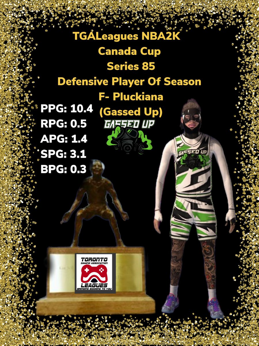 TGALeagues (@tgaleagues) on Twitter photo TGALeagues NBA2K Canada Cup Series 85 Defensive Player Of Season F- Pluckiana (Gassed Up)
CONGRATS!!! GREAT SEASON!!! #TGALeagues #NBA2K #CANADACUP #SERIES85 #5V5PROAM <a href="/TGALeagues/">TGALeagues</a> TGALeagues NBA2K Canada Cup Series 85 Defensive Player Of Season F- Pluckiana (Gassed Up)
CONGRATS!!! GREAT SEASON!!! #TGALeagues #NBA2K #CANADACUP #SERIES85 #5V5PROAM <a href="/TGALeagues/">TGALeagues</a>