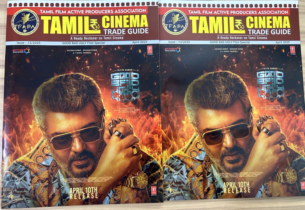 Tamil Film Active Producers Association (@tfapatn) on Twitter photo #GoodBadUgly Special issue of #TamilCinemaTradeGuide is out now. Thank you <a href="/MythriOfficial/">Mythri Movie Makers</a> <a href="/SureshChandraa/">Suresh Chandra</a> sir for the support.
The Trade Guide will reach all our members, media, Industry associates soon 💐👍
<a href="/onlynikil/">Nikil Murukan</a> #GoodBadUgly Special issue of #TamilCinemaTradeGuide is out now. Thank you <a href="/MythriOfficial/">Mythri Movie Makers</a> <a href="/SureshChandraa/">Suresh Chandra</a> sir for the support.
The Trade Guide will reach all our members, media, Industry associates soon 💐👍
<a href="/onlynikil/">Nikil Murukan</a>