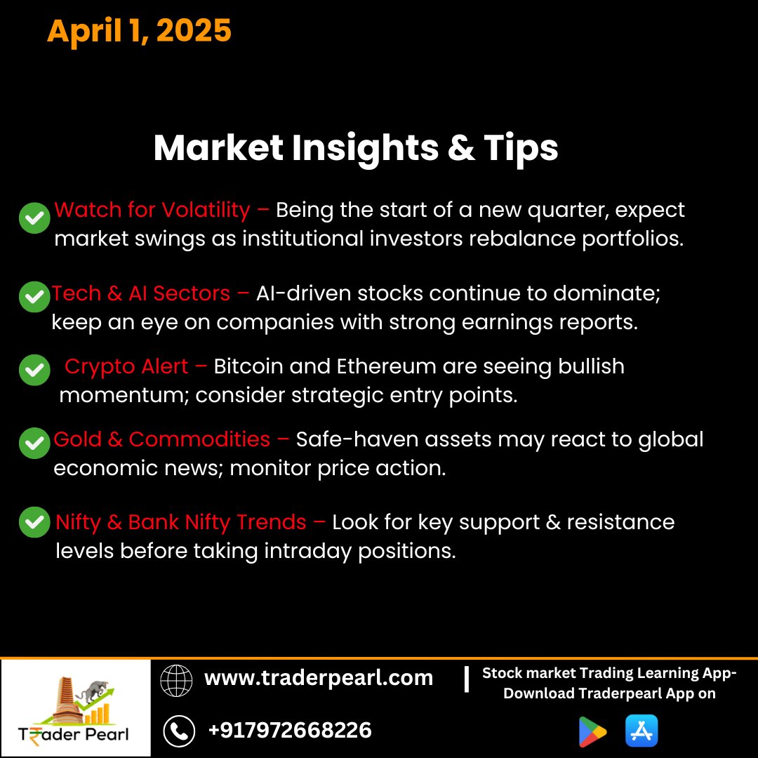 trader_pearl_'s tweet image. 📌 Stay ahead in the market with key trends in stocks, crypto &amp;amp; commodities! 📈🔍 Trading involves risk—always DYOR before investing. ⚠️ #BestTradingTips #TraderPearl #StockMarket #CryptoNews