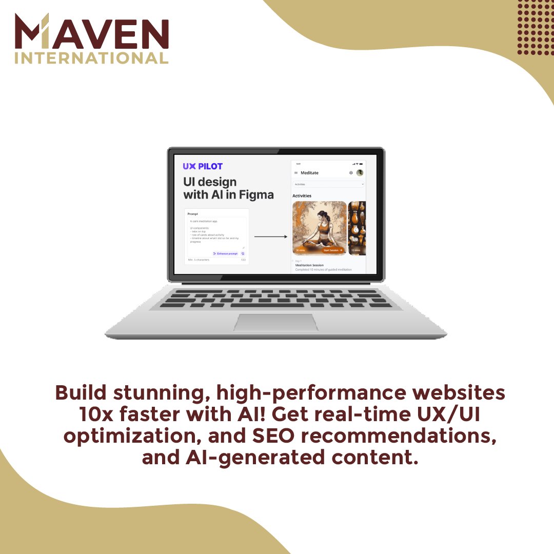 HiitsMaven's tweet image. 🚀 Build stunning websites 10x faster with AI-powered UX/UI tools! Get SEO recommendations, AI-generated content, &amp;amp; optimize for better user experience and higher conversions.

🌐 maveninternational.co

#WebsiteDesign #AIUXUI #SEO
