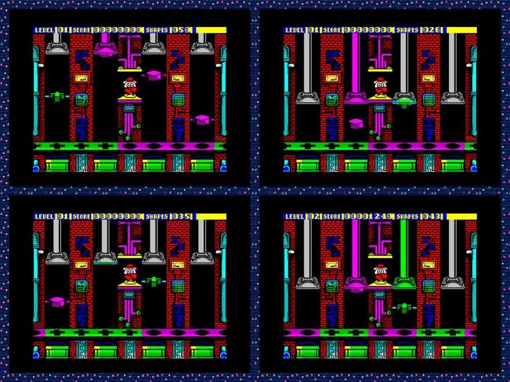 OldSchoolBooks1's tweet photo. Today's #retrogaming on the #ZXSpectrum #PanicDizzy, sort the shapes. It's not as easy as you may think. It's a game I can waste a lunch break on. It's very addictive, but I also expect it's pretty good for brain training as well. https://t.co/OXuUk0vuLo