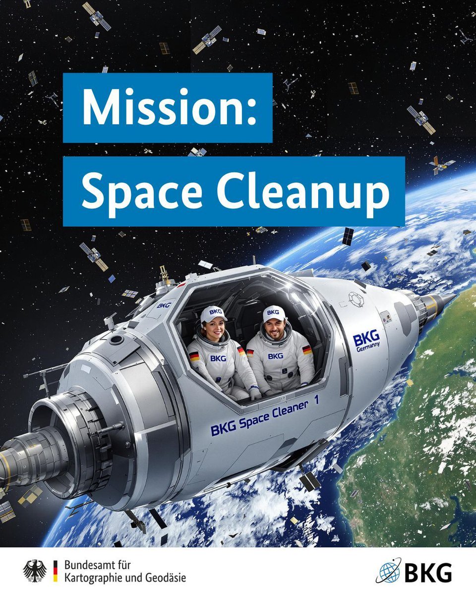 BKG_Bund's tweet photo. 📡 Trümmerteile beobachten reicht uns nicht mehr: Wir räumen jetzt im All auf!

Mit unserem neuen Bergungsraumschiff 👨‍🚀🛸 wollen wir künftig #Weltraumtrümmer nicht nur verfolgen, sondern einsammeln – für einen saubereren Orbit. ♻️ 

#SpaceCleanup #Innovation https://t.co/nniwN5mX3w