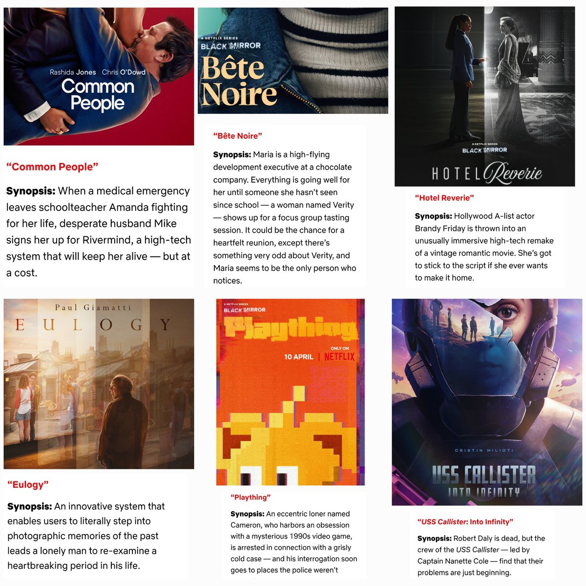 BLACK MIRROR SEASON 7

Kalo baca berdasarkan sinopsis, paling menarik episode yang mana?