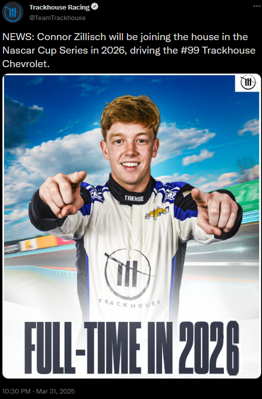 Trackhouse literally just posted this and deleted it... either its an april fools day thing or its real and they didnt mean to post it