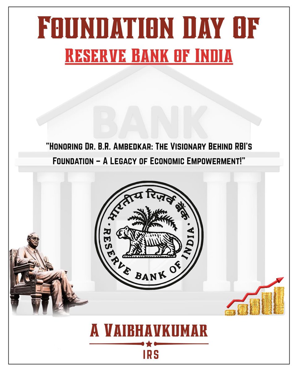 “Happy #RBIFoundationDay! Celebrating the Reserve Bank of India’s pivotal role in shaping India’s economic landscape. Here’s to its continued contribution in fostering financial stability, growth, and innovation. #RBI #IndianEconomy #RBI75 #FinancialInclusion”