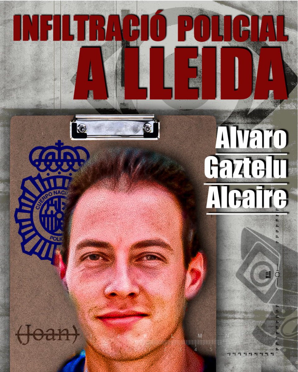 antirepre_pon's tweet photo. 🔴 INFILTRACIÓ POLICIAL A LLEIDA 

Ja són 11 les infiltracions policials destapades en els moviments populars d'arreu de l'Estat.

Davant les infiltracions de l'Estat feixista espanyol només ens queda unir-nos i enfortir-nos per acabar amb la seva impunitat. https://t.co/0AuaLMDHRy