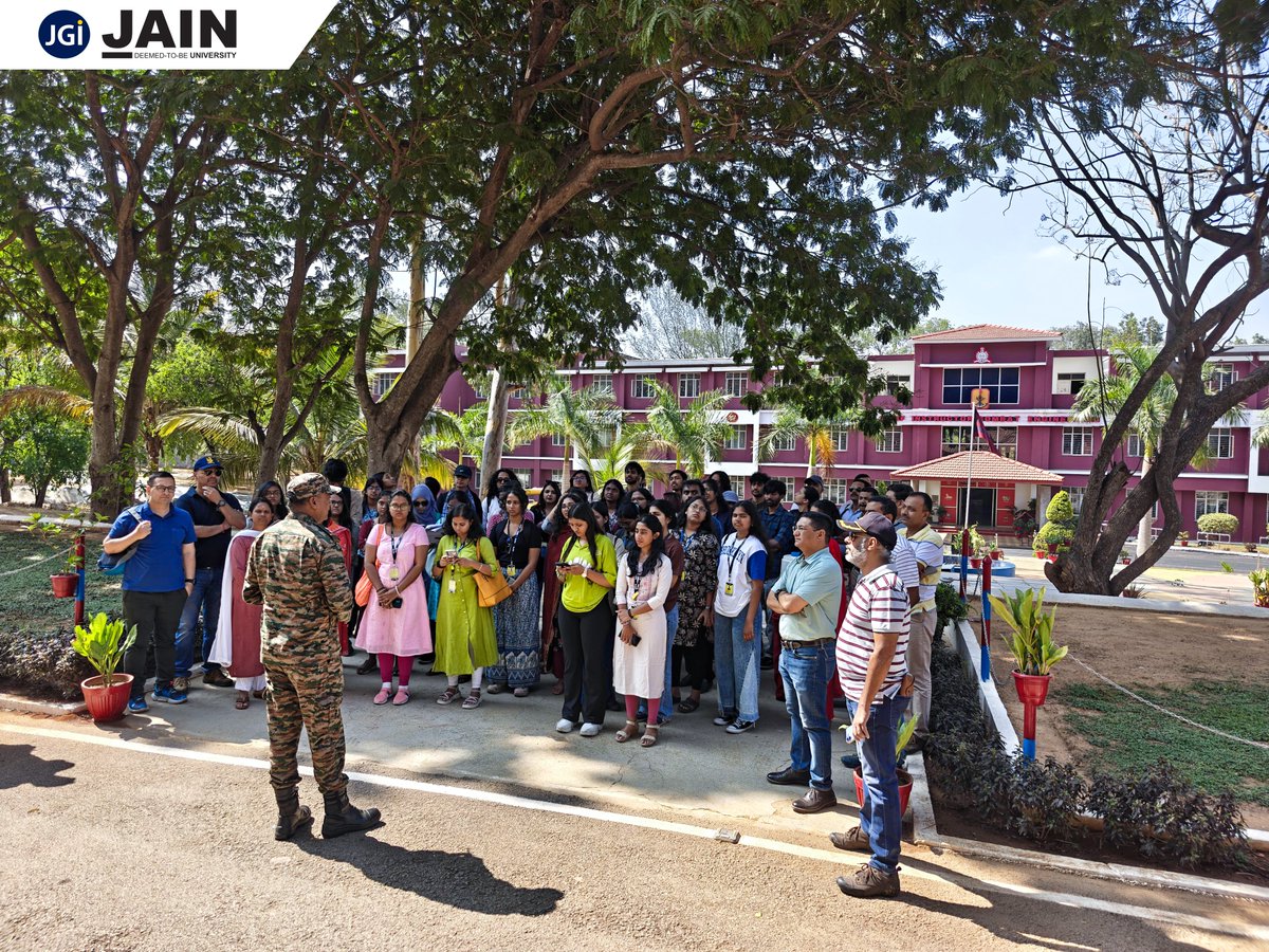 JainDeemedtbUnv's tweet image. A Transformative Field Visit to #MadrasSappers HQ, MEG &amp;amp; Centre
Students explored #military discipline, #combatengineering &amp;amp; #tacticaltraining at MEG &amp;amp; Centre, Bangalore—a firsthand look at the resilience of our armed forces!

#JAINUniversity #SoS #SchoolofScience #JU