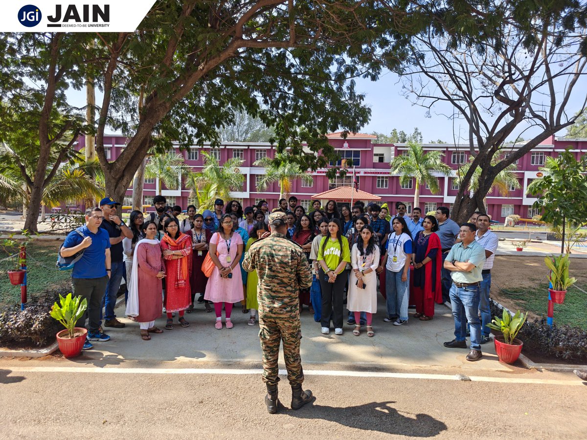 JainDeemedtbUnv's tweet image. A Transformative Field Visit to #MadrasSappers HQ, MEG &amp;amp; Centre
Students explored #military discipline, #combatengineering &amp;amp; #tacticaltraining at MEG &amp;amp; Centre, Bangalore—a firsthand look at the resilience of our armed forces!

#JAINUniversity #SoS #SchoolofScience #JU