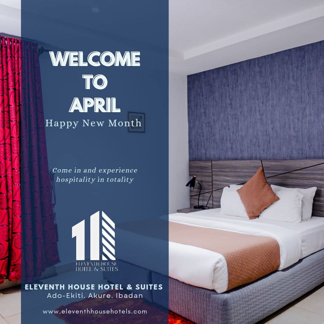 _eleventhhouse's tweet photo. A warm welcome to April 🎉 
Happy New Month! ❤️✨

#april #HappyNewMonth #eleventhhouse #hotelsinado #hotelsinakure #hotelsinibadan https://t.co/Uf6VsIcfqv
