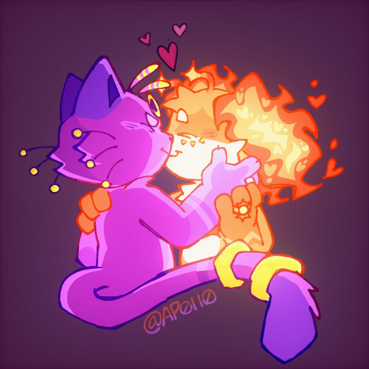 ImNotAp0ll0's tweet photo. Super awesome Funfact!:

 Sunday and katnap are canon!!! They're MARRIED as a matter of fact and they love each other very much! 

#Katnap #Sunday #SmilingCrittersAU #Dogday #Catnap #SmilingCreaturesAU #SmilingsCritters #PoppyPlaytimeChapter3 https://t.co/a4JqbBlCyc