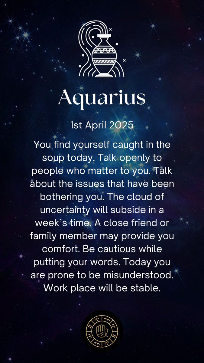 Astrologymatrix's tweet photo. Today’s #horoscope 1st April 2025 (#Tuesday)
#Sagittarius #Capricorn #Aquarius #Pisces
#ZodiacSigns #astrologymatrix #tuesdayvibe #TuesdayFeeling #tuesdaymotivations https://t.co/duiv9KPSwR