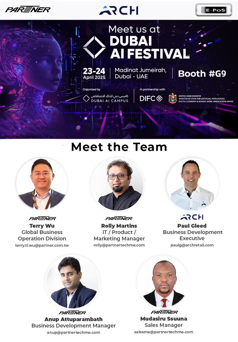 PartnerTechME_1's tweet image. Self-Checkout Innovation at Dubai AI Festival 2025
Partner Tech & Arch Retail Solutions Unveil AI-Powered Retail Transformation ➡️ 🔗 lnkd.in/dYcN38Sz
📅 23 - 24 April 2025
📍 Madinat Jumeirah, Dubai
🔸 Visit us at Booth #G9
📊 Buy a ticket: lnkd.in/dys-UKVX