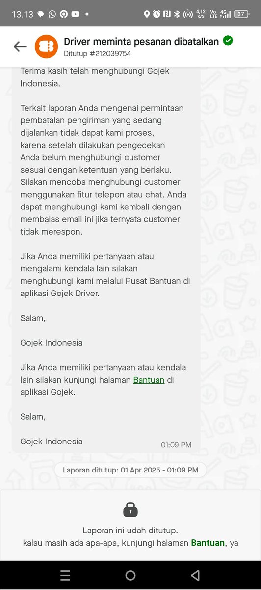 verrybodong's tweet photo. Inisiatif pakai order Batal pun tak dikasih, kecewa banget sama @gojekindonesia ..
Padahal driver drivernya itu termasuk penyokong pendapatan mereka. Tapi kok diginiin..
Jahat kamuu @gojekindonesia 😭😭😭 https://t.co/5dMLdcrUXh