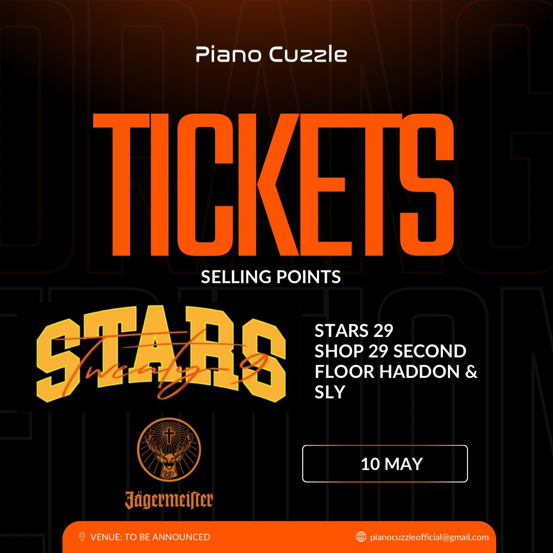 pianocuzzle's tweet photo. Good Morning Méisters, these are our official ticket selling points. Hurry and get yours now!!

$5 Early Bird General
$20 Early Bird VIP

Please note that these are VERY LIMITED.🧡 https://t.co/1ZRGQ3sqx9
