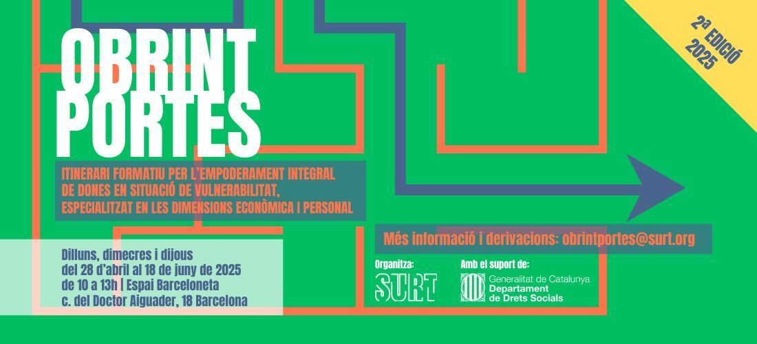 Fundació Surt (@fundacio_surt) on Twitter photo #ObrintPortes🚪
Formació per l’empoderament integral de dones en situació de vulnerabilitat socioeconòmica.
📆 Dill, dime i dij. Del 28/04 al 18/06/2025 (10-13h)
📍Espai Barceloneta de Surt (c. Doctor Aiguader, BCN)
ℹ️ buff.ly/phWXHoM
<a href="/dsocialscat/">Drets Socials i Inclusió</a> #ObrintPortes🚪
Formació per l’empoderament integral de dones en situació de vulnerabilitat socioeconòmica.
📆 Dill, dime i dij. Del 28/04 al 18/06/2025 (10-13h)
📍Espai Barceloneta de Surt (c. Doctor Aiguader, BCN)
ℹ️ buff.ly/phWXHoM
<a href="/dsocialscat/">Drets Socials i Inclusió</a>