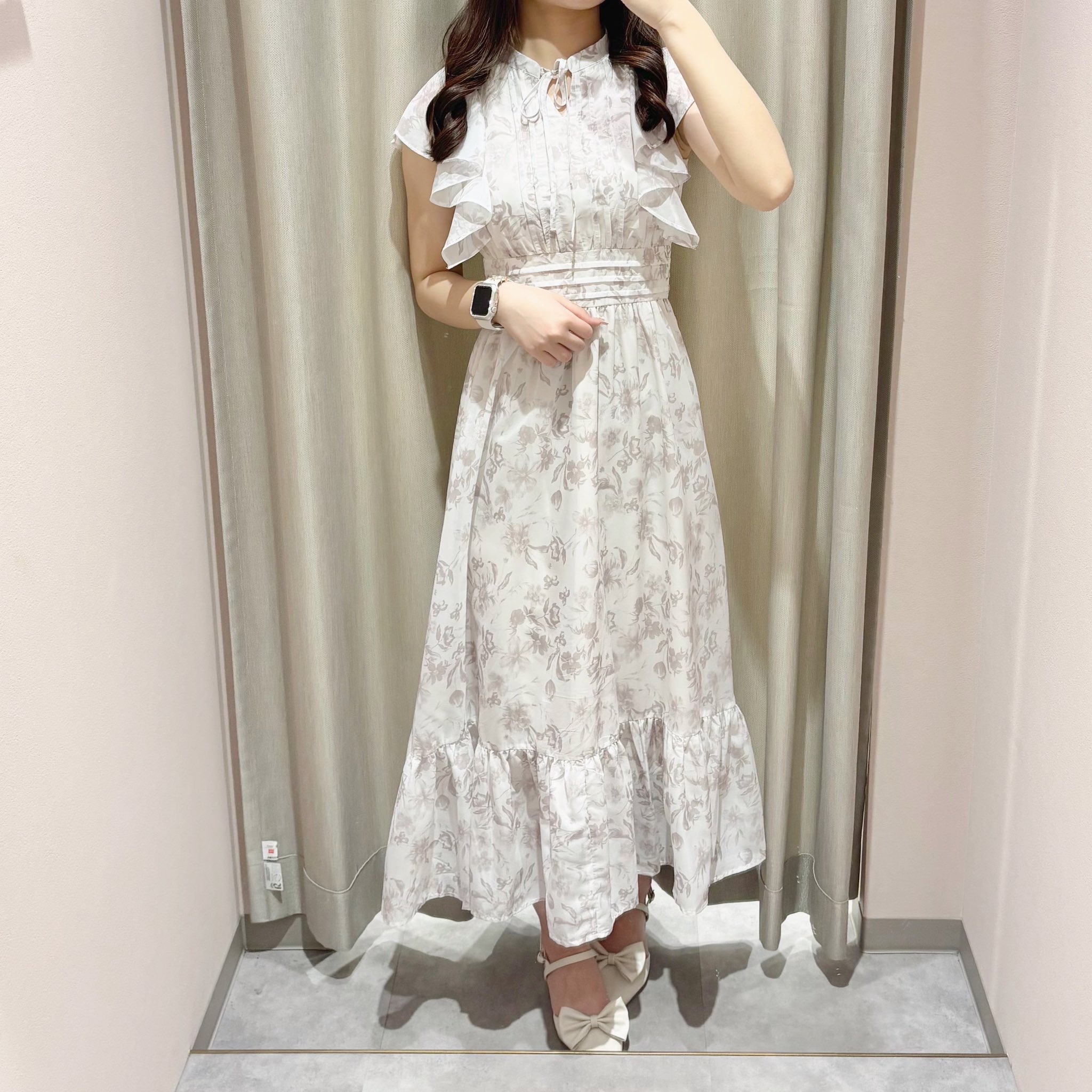 AnMILLE オリジナルフラワータックフリルop ピンク An mille FlowerタックフリルOP ピンク AnMILLE オリジナルフラワー