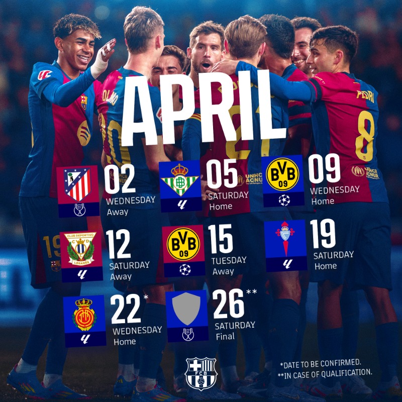 FCBarcelona's tweet photo. Lights! Camera! April! 🚀