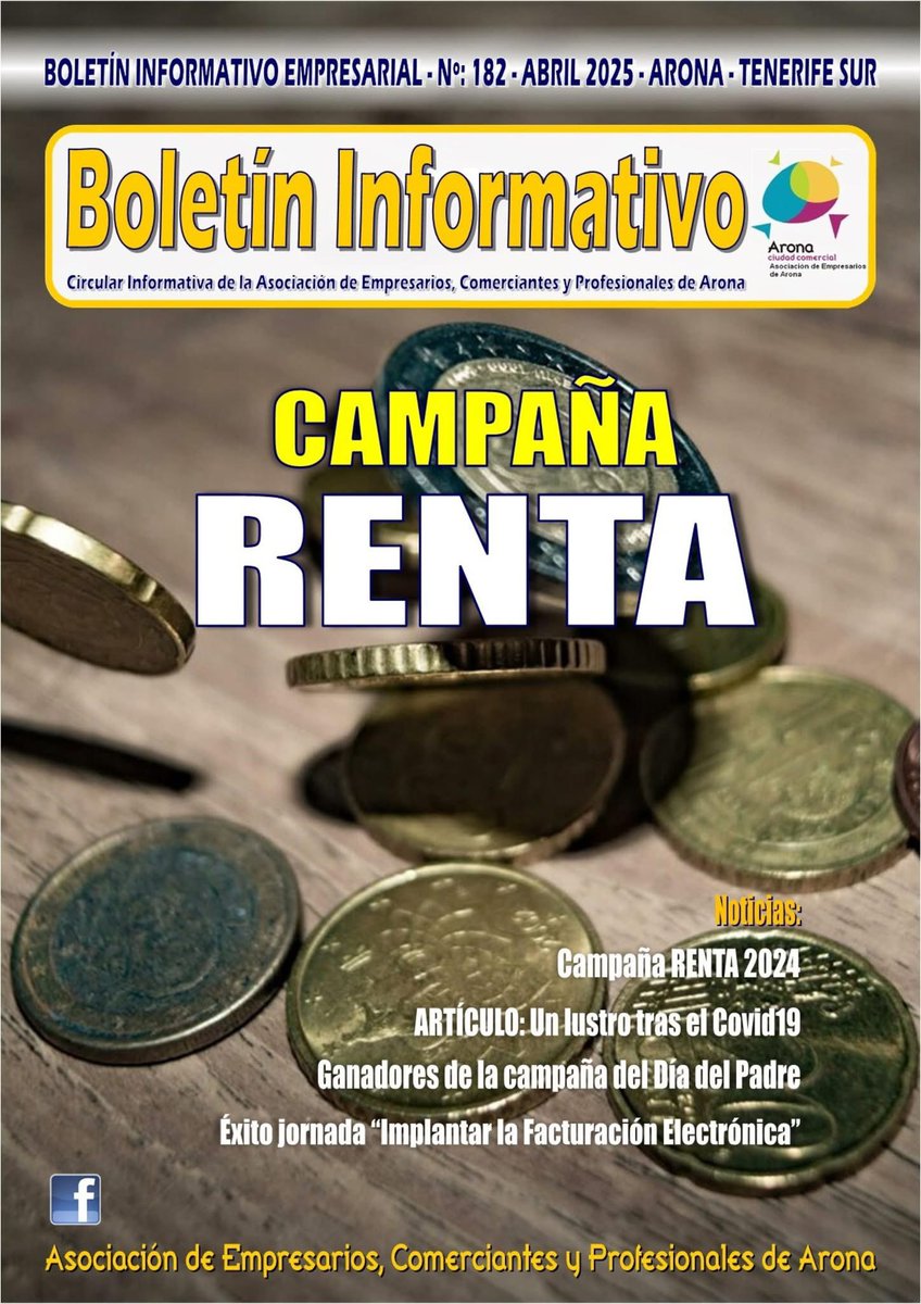 🔵 Ya puedes consultar el boletín informativo de los empresarios de #Arona correspondiente al mes de abril

⏬️⏬️⏬️⏬️⏬️⏬️⏬️⏬️⏬️

empresariosdearona.com/2025/04/01/bol…
