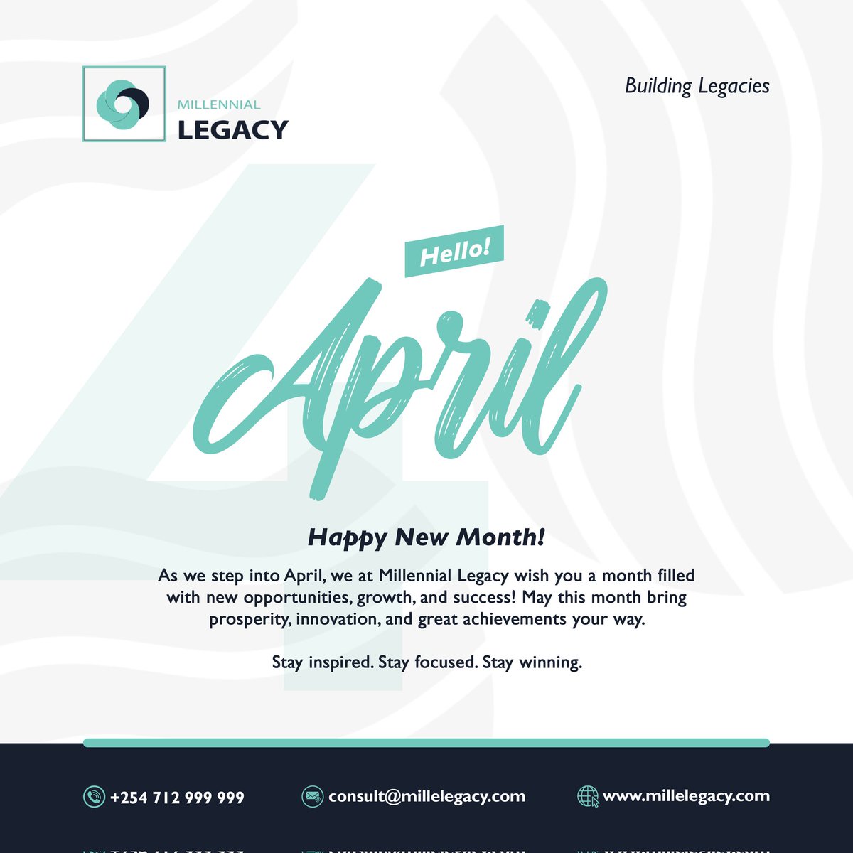 MillenialLegacy's tweet photo. Wishing you a month of growth, success, and new opportunities. Stay inspired, and stay winning!
#HappyNewMonth #BuildingLegacies
#HelloApril
#AprilFoolsDay https://t.co/cTxZAomATR