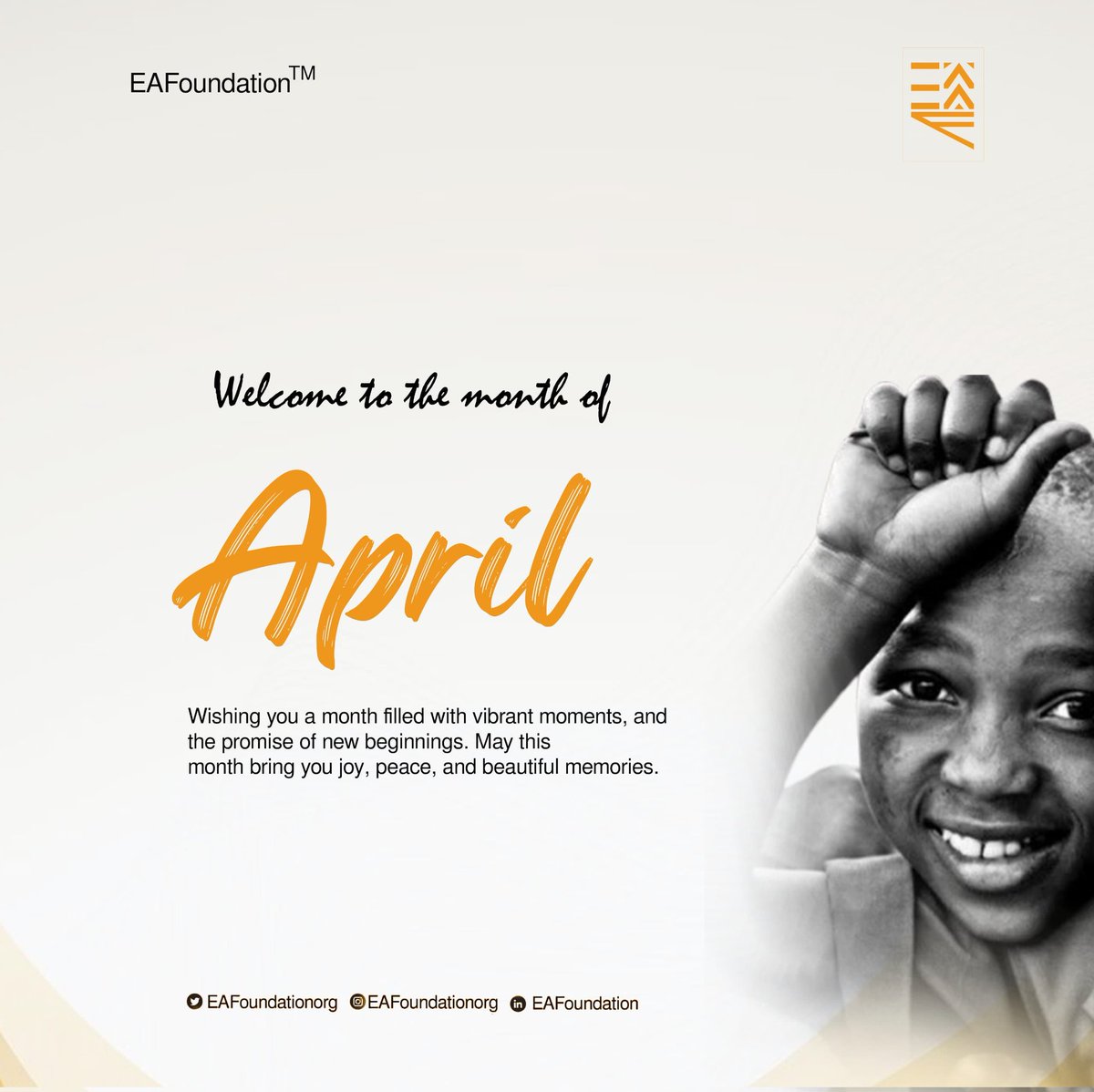 EAFoundationorg's tweet photo. Wishing You A Month Filled With Vibrant Moments, And The Promise Of The New Beginnings. May This Month Bring You Joy, Peace And Beautiful Memories. https://t.co/H1ahhjCI9P