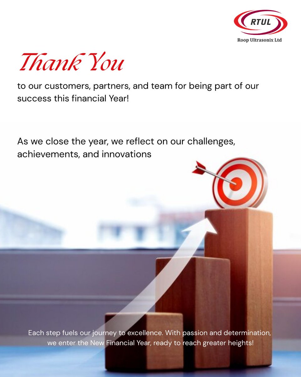 Rtul_group's tweet image. At Roop Ultrasonix Ltd, As we wrap up this financial year, we want to express our sincere appreciation to our customers, partners, and team for their unwavering support.

Let&apos;s make the next year even bigger!

#Gratitude #YearEndReflections #StrongerTogether #RoopUltrasonix