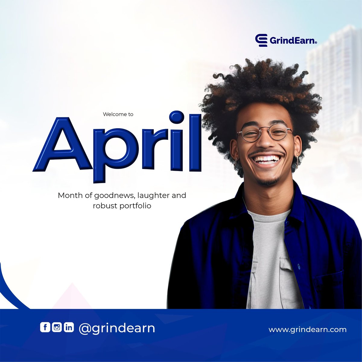 Welcome to April! 🌸💼
A month of good news, laughter, and a robust portfolio! 🎉📈 May this new month bring you success, happiness, and endless opportunities.
Stay grinding and keep earning! 💪💰
✨ Follow us @grindearn
🌍 grindearn.com